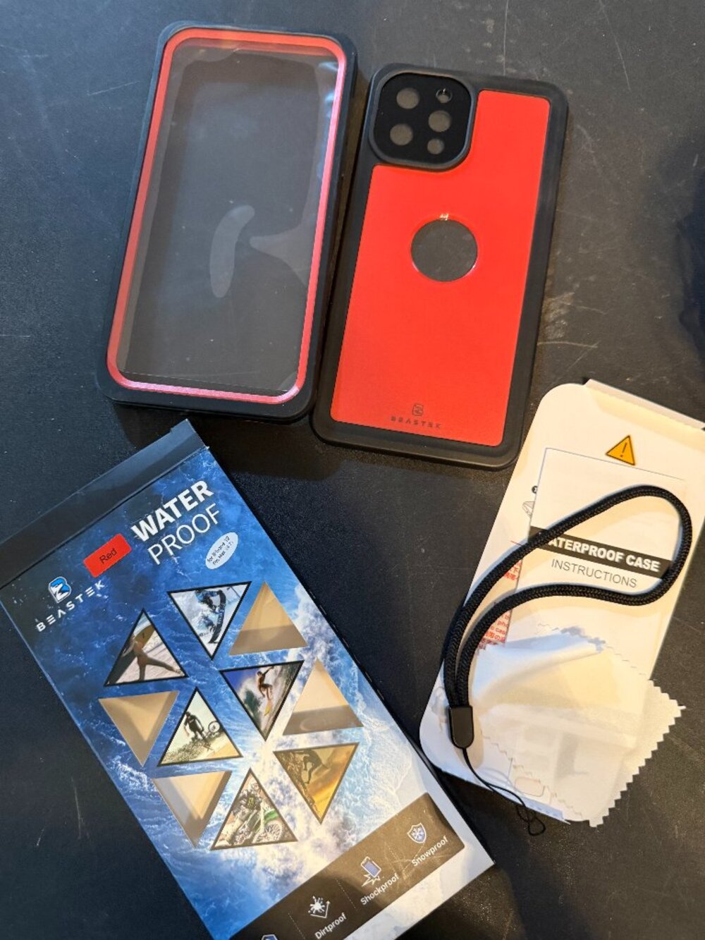 Beastek Waterproof Case Red For iPhone 12 Pro Max (095)